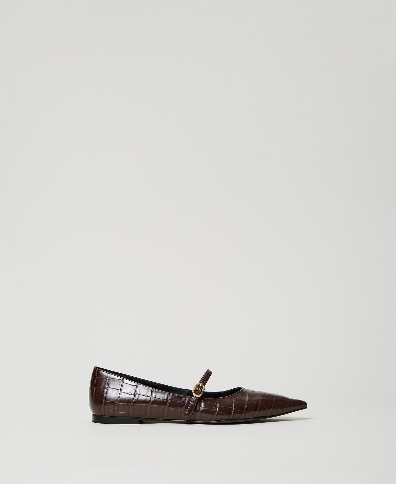 Croc print ballet flats Woman, Brown | TWINSET Milano