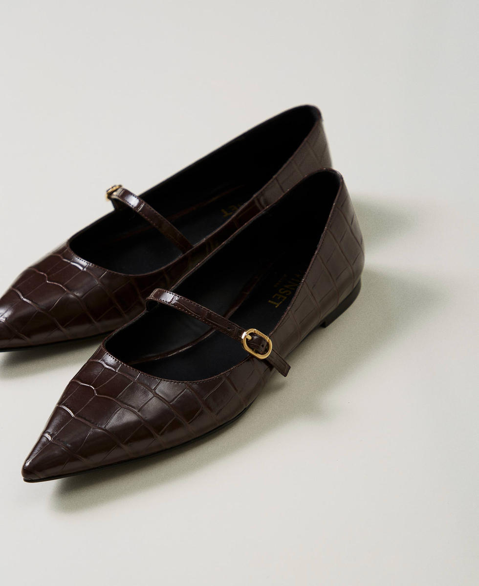 Croc print ballet flats Woman Brown TWINSET Milano