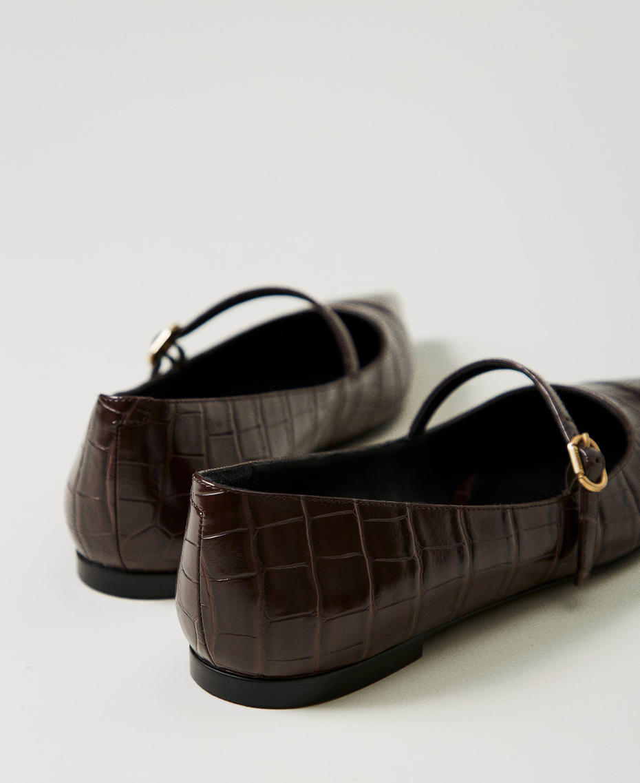 Croc print ballet flats