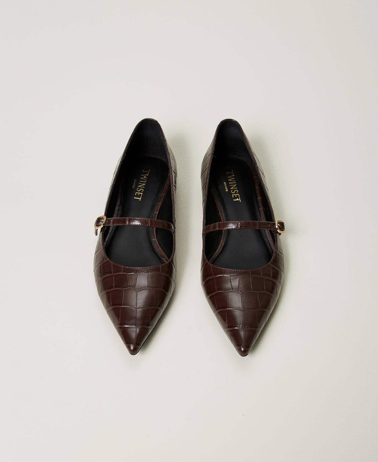 Brown croc flats outlet