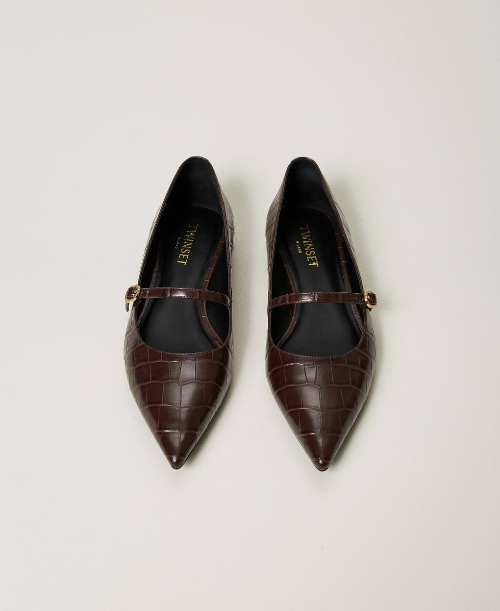 Croc print ballet flats Woman Brown TWINSET Milano