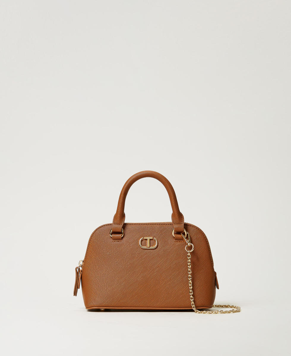 Mini shoulder bag with Oval T Leather Brown Woman 242TH7013_00057_01