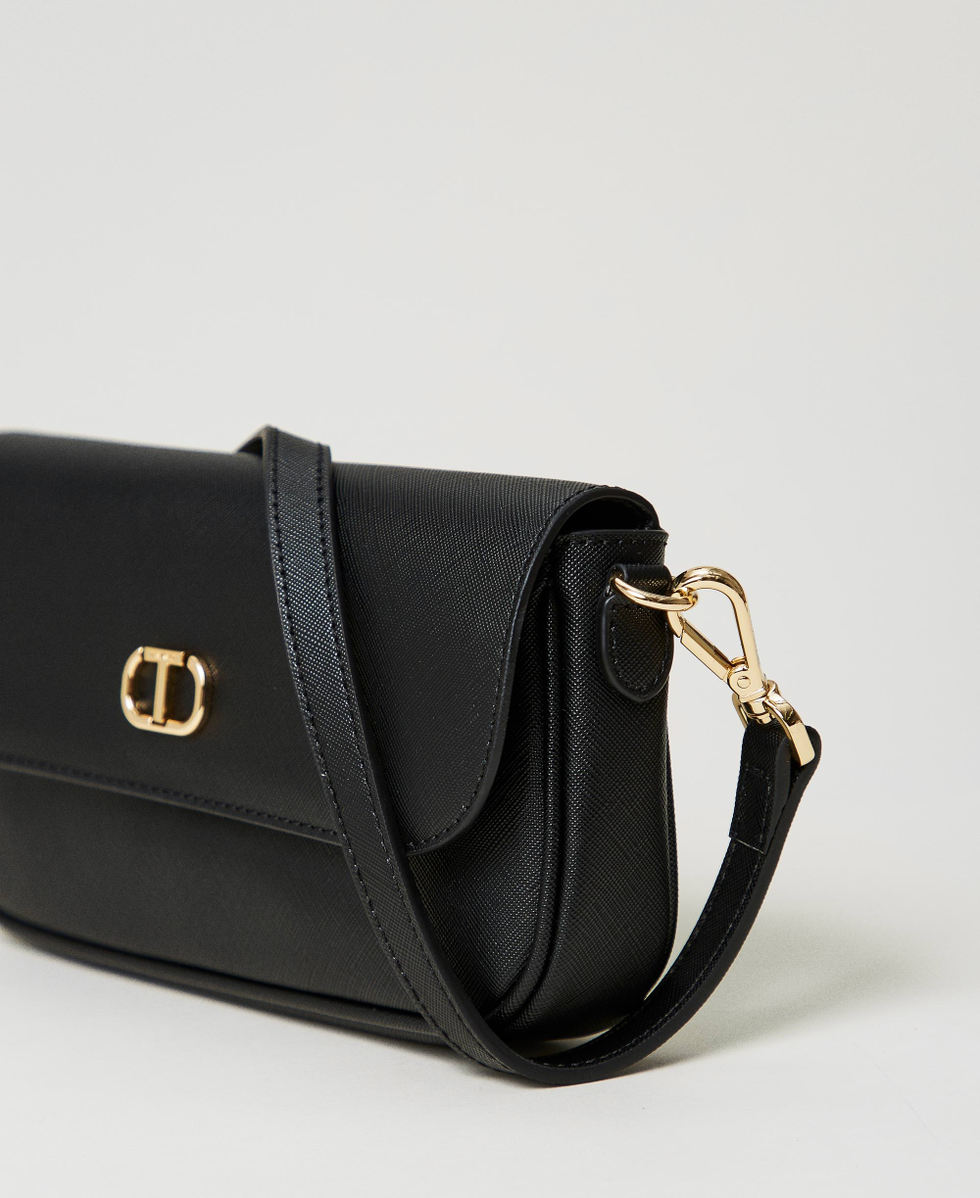 Mini shoulder bag with Oval T Woman, Black | TWINSET Milano