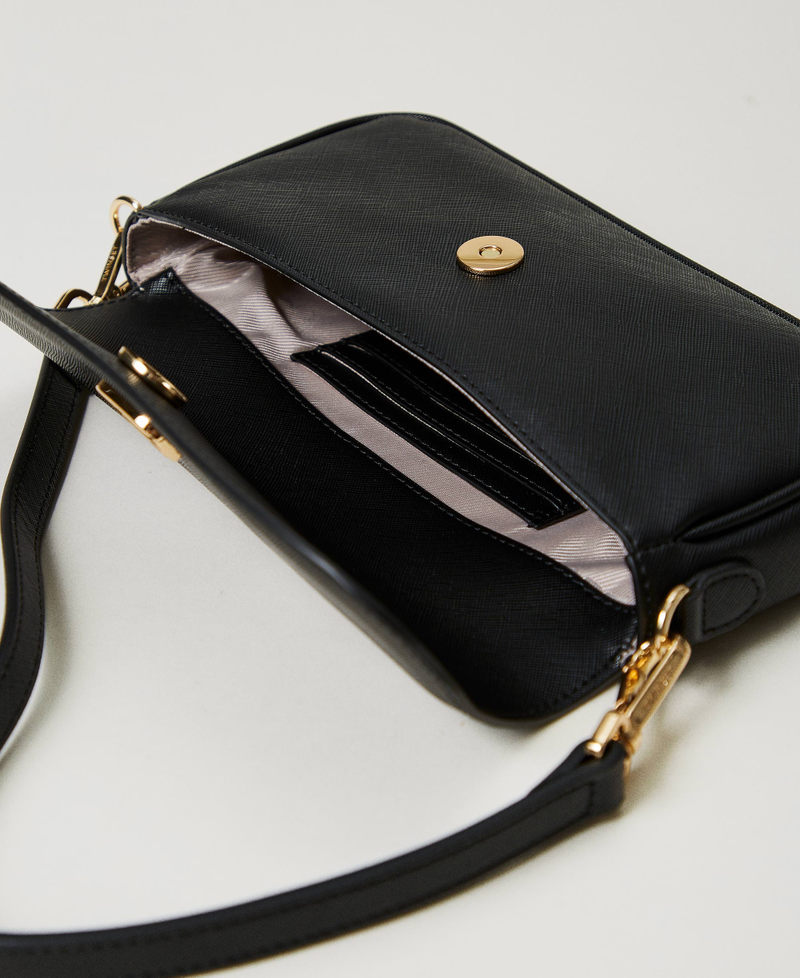Mini shoulder bag with Oval T Woman, Black | TWINSET Milano