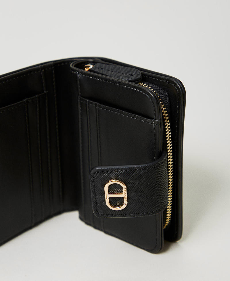 Wallet with zip and Oval T button Black Woman 242TH7022_00006_03
