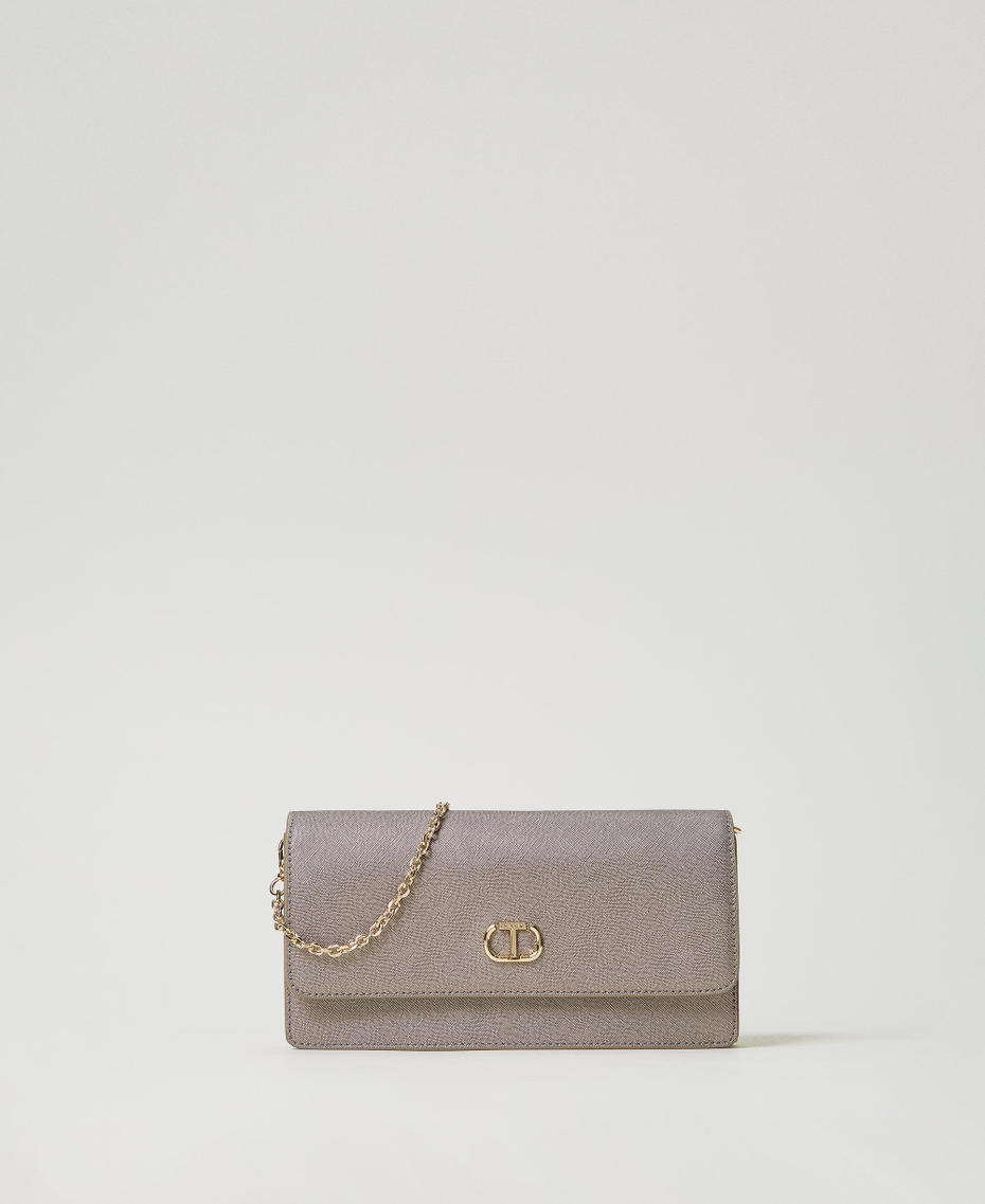 Mini-Umh&auml;ngetasche mit Oval T Silber Frau 242TL8011_00995_01