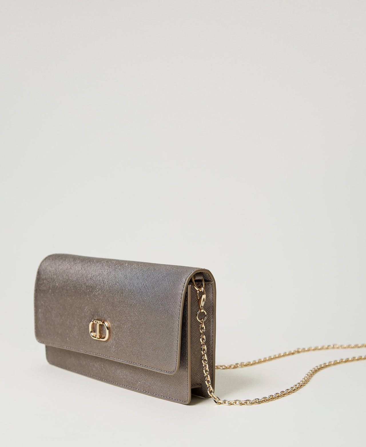 Mini-Umh&auml;ngetasche mit Oval T Silber Frau 242TL8011_00995_02