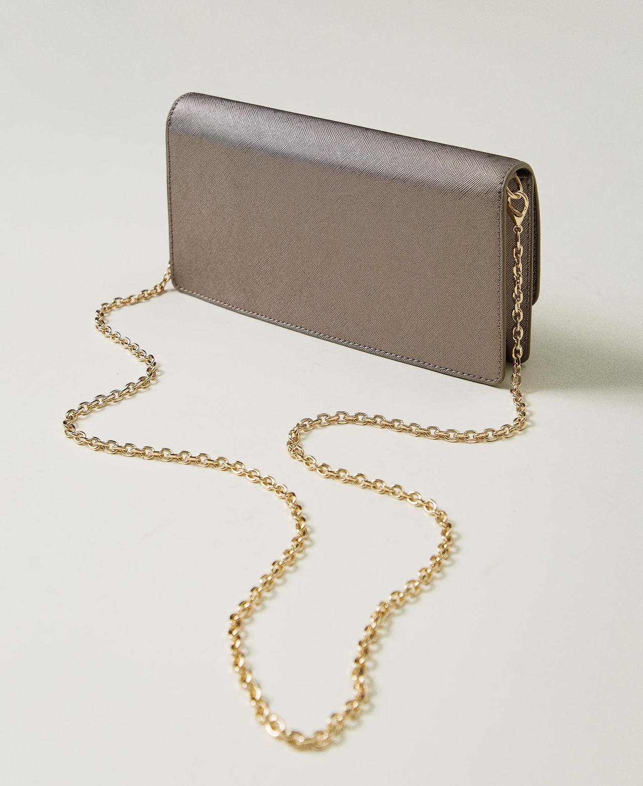 Mini-Umh&auml;ngetasche mit Oval T Silber Frau 242TL8011_00995_03