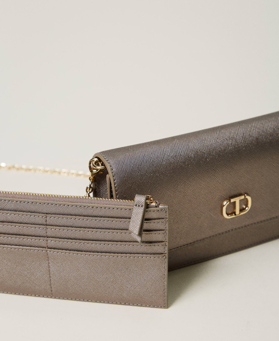 Mini-Umh&auml;ngetasche mit Oval T Silber Frau 242TL8011_00995_04