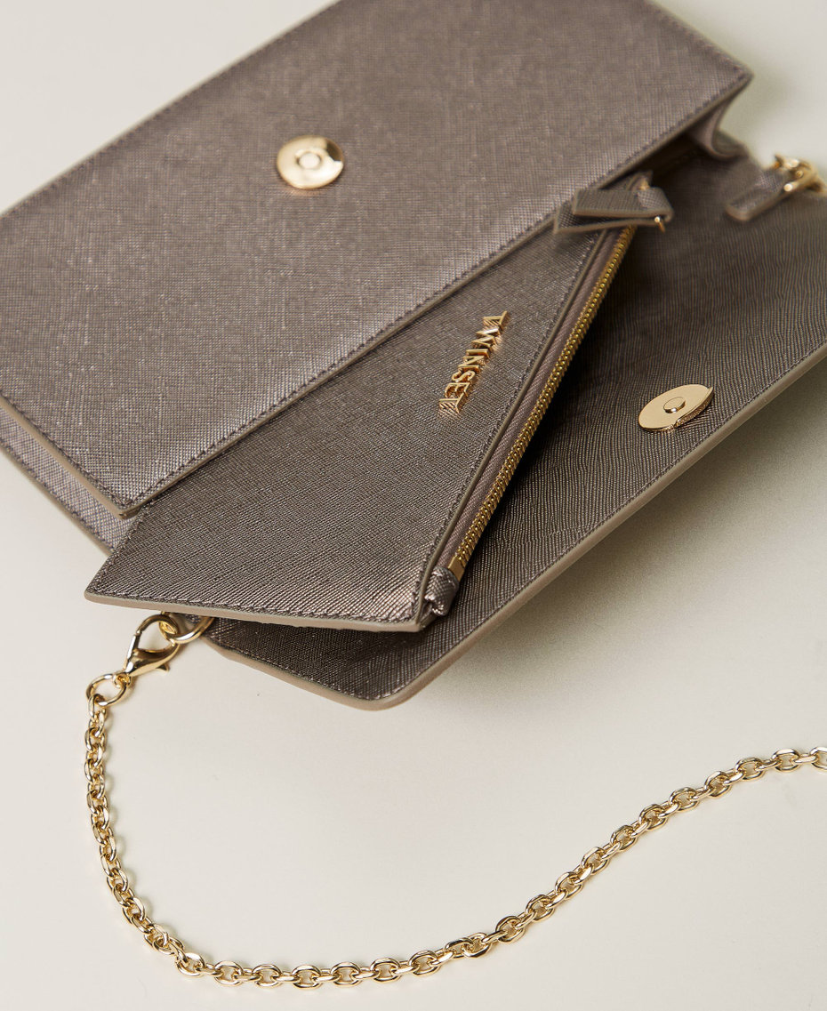 Mini-Umh&auml;ngetasche mit Oval T Silber Frau 242TL8011_00995_05