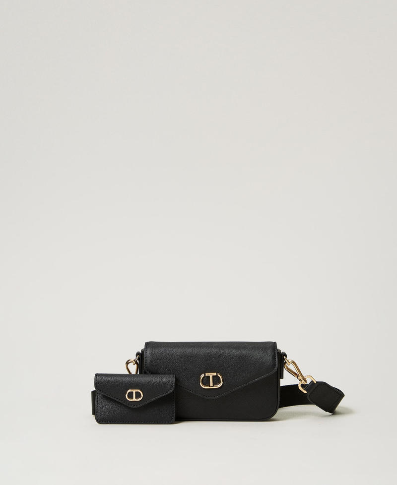 Wallet shoulder bag／ミニポーチ付／ブラック Mini shoulder bag with card holder Woman, Black | TWINSET Milano