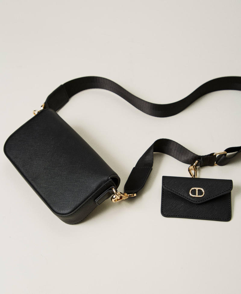 Wallet shoulder bag／ミニポーチ付／ブラック Mini shoulder bag with card holder Woman, Black | TWINSET Milano
