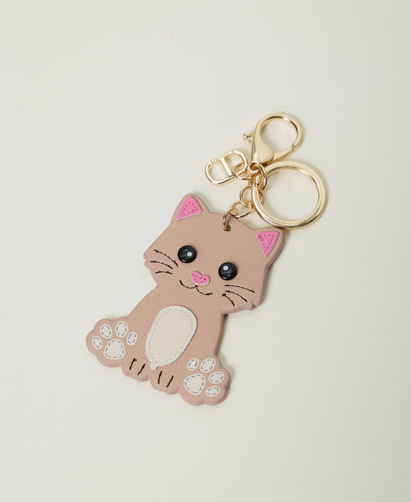 Schlüsselanhänger mit Katze und Oval T