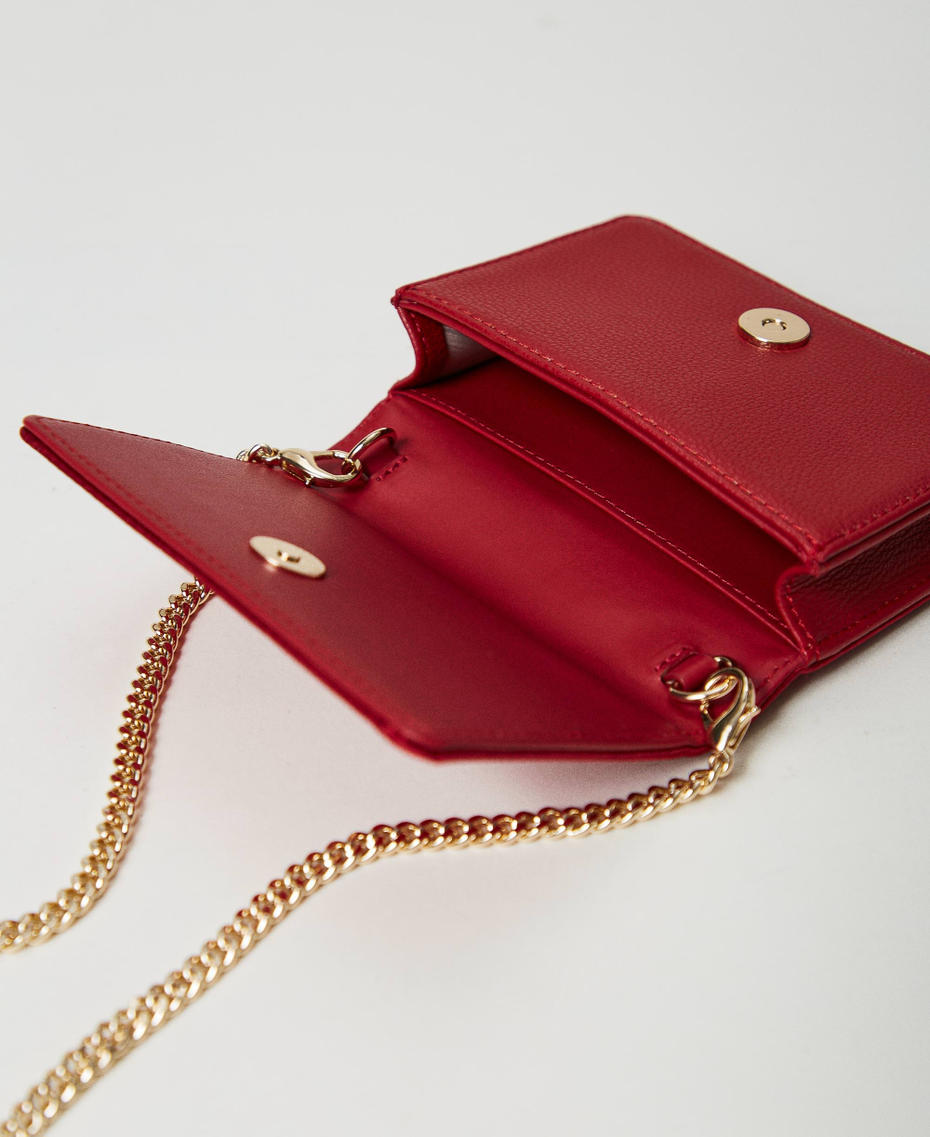 Mini satin shoulder bag with rhinestones Venetian Red Woman 242TL8033_00740_04