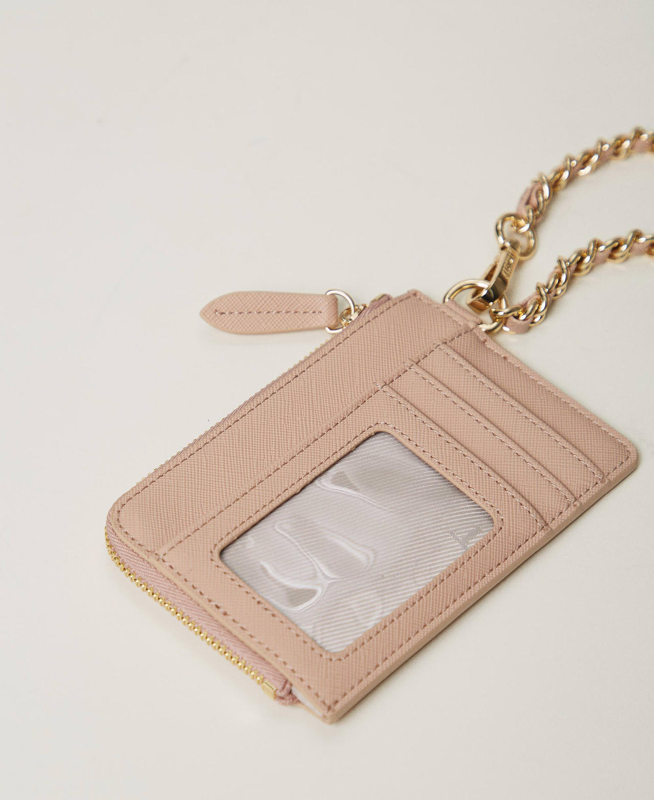 Card holder with chain and Oval T Peachy Keen Pink Woman 242TL8039_11947_02