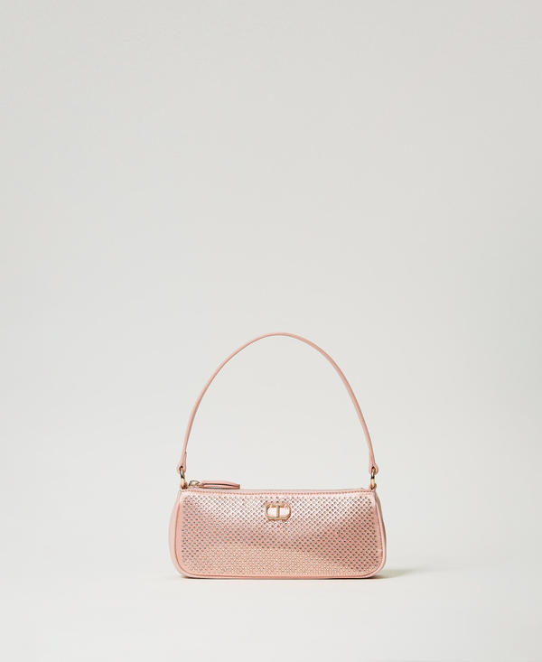 Mini borsa in raso con strass e Oval T