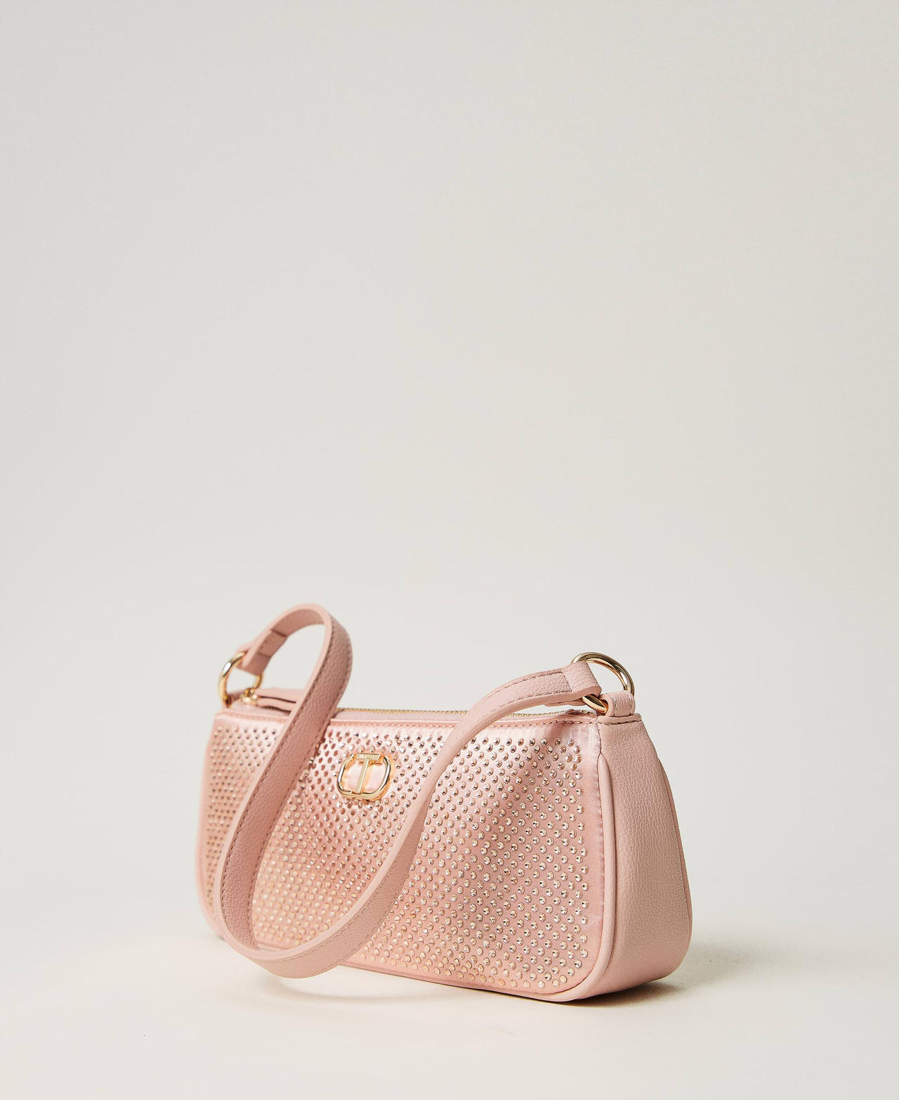 Mini satin bag with rhinestones and Oval T Peachy Keen Pink Woman 242TL803A_11947_02