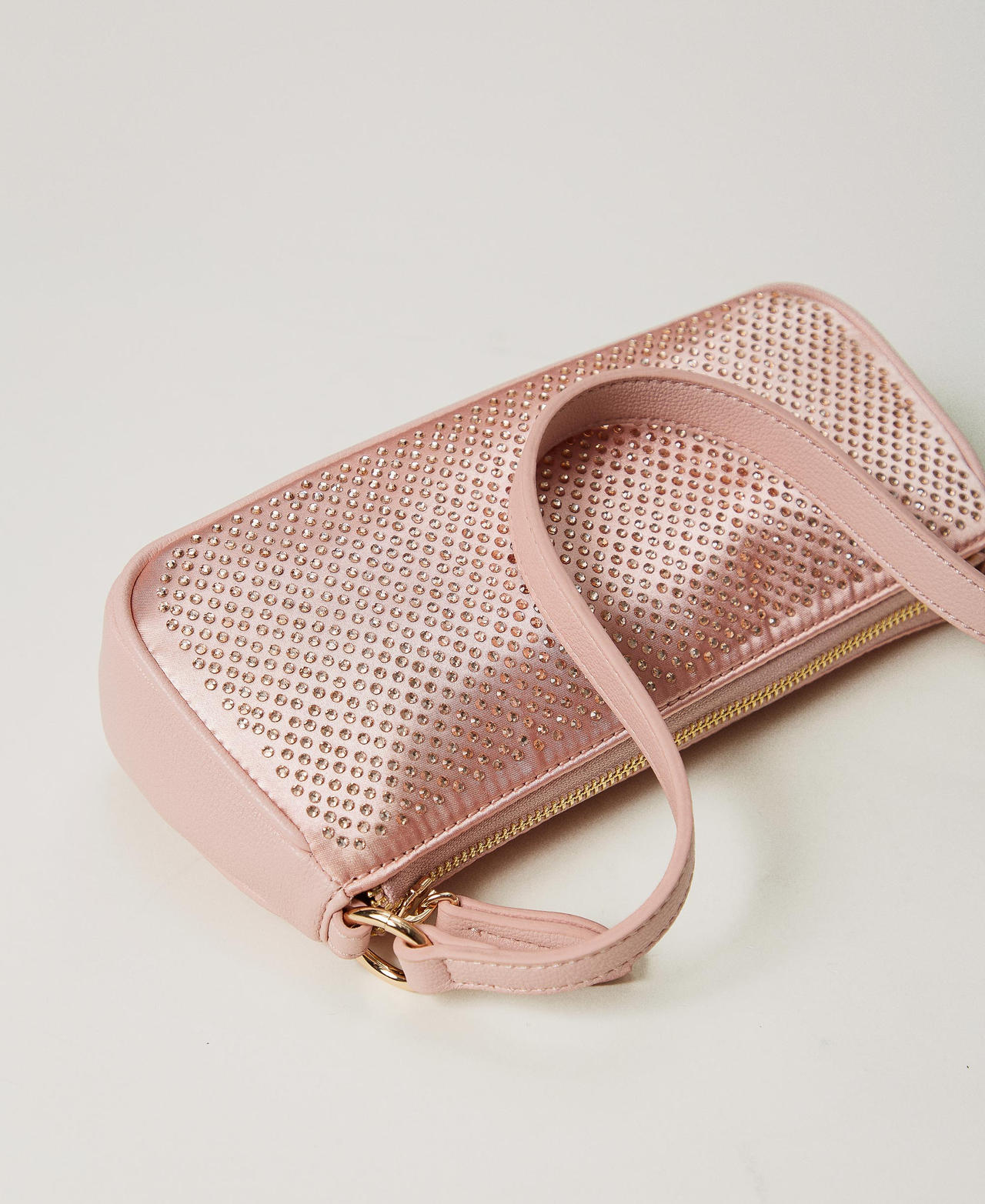 Mini satin bag with rhinestones and Oval T Peachy Keen Pink Woman 242TL803A_11947_03