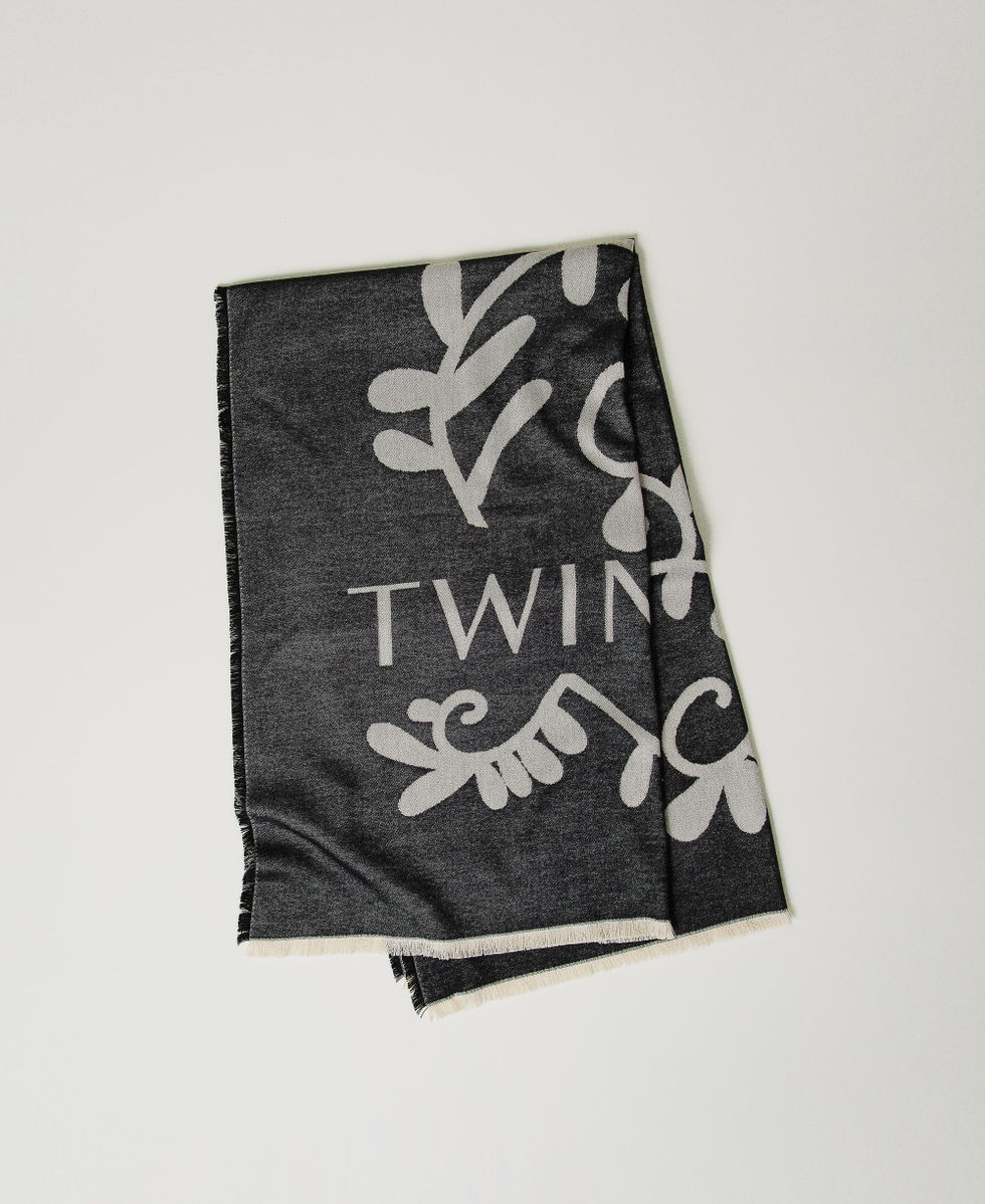 Jacquard scarf with logo Black Woman 242TO5100_00006_01