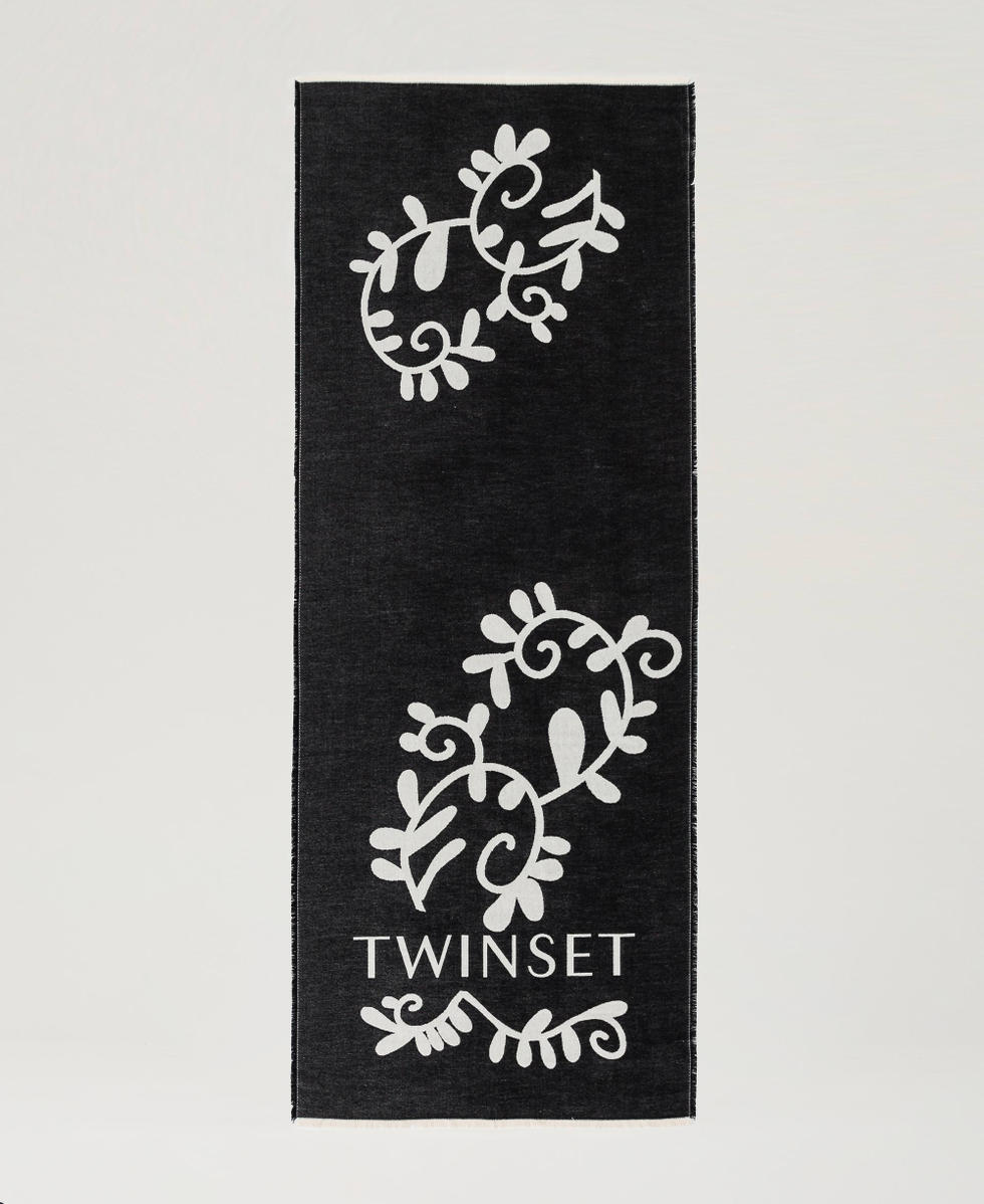 Jacquard scarf with logo Black Woman 242TO5100_00006_05