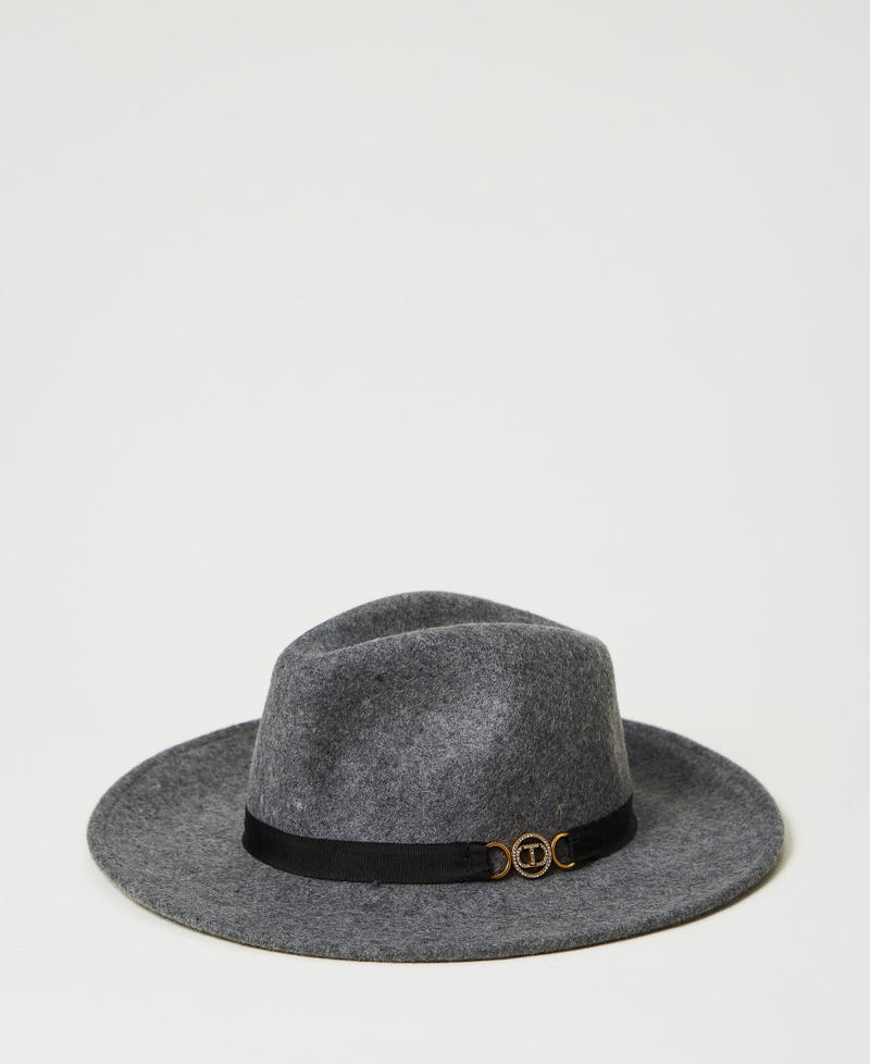 Wool cloth hat with Oval T Charcoal Grey Woman 242TO5200_11949_01