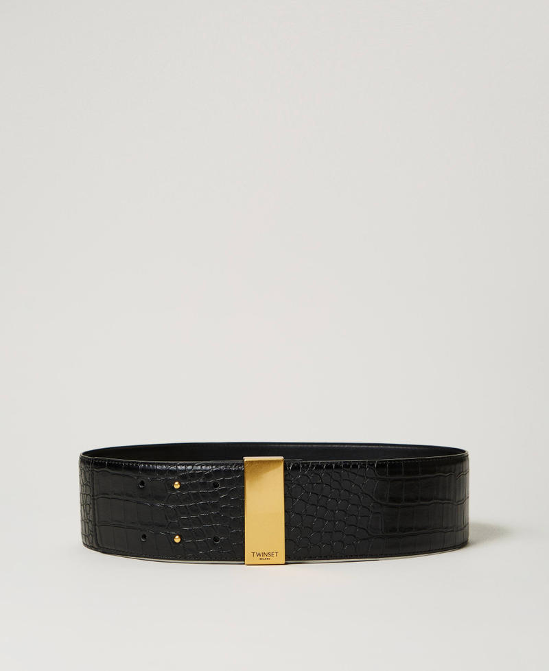 Croc print high waist belt