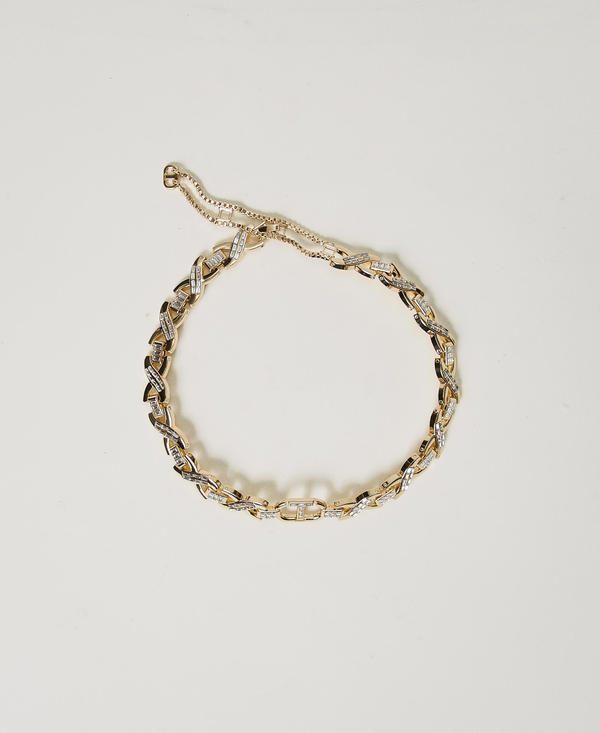 Choker necklace with rhinestones and Oval T