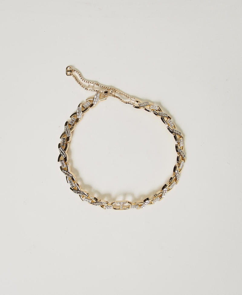 Choker necklace with rhinestones and Oval T