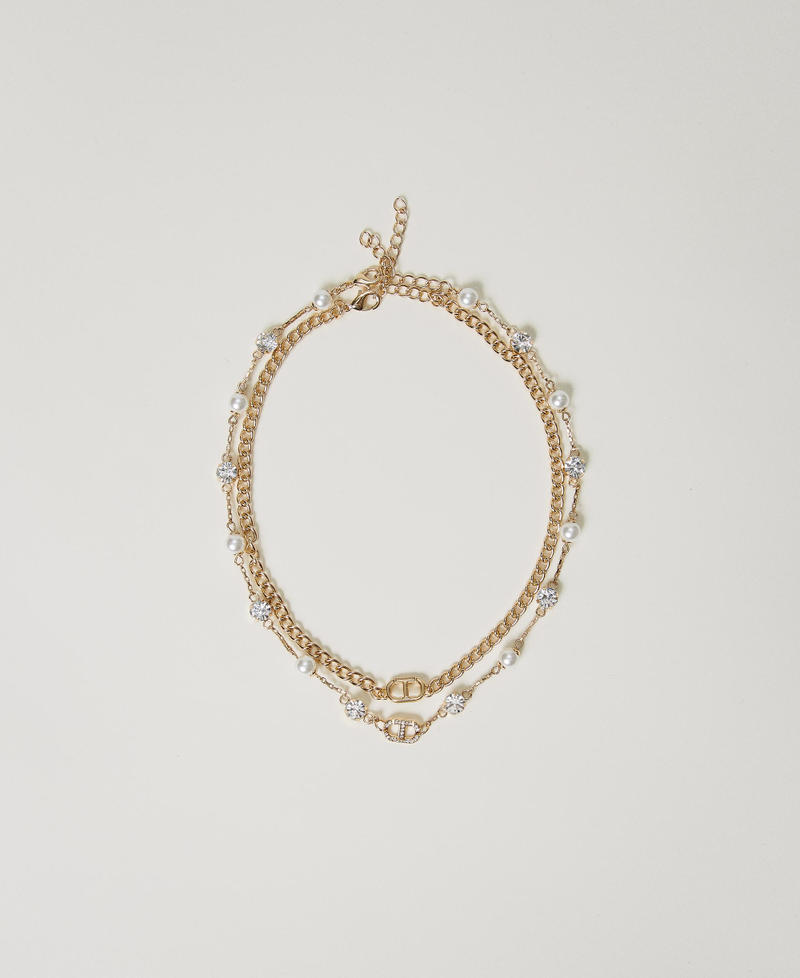 Collana multifilo con strass e Oval T