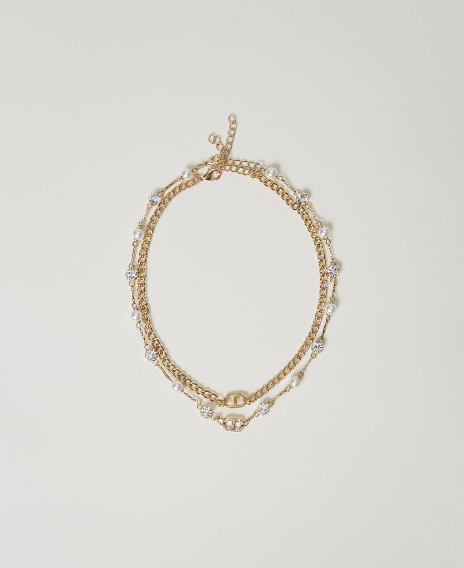 Collana multifilo con strass e Oval T