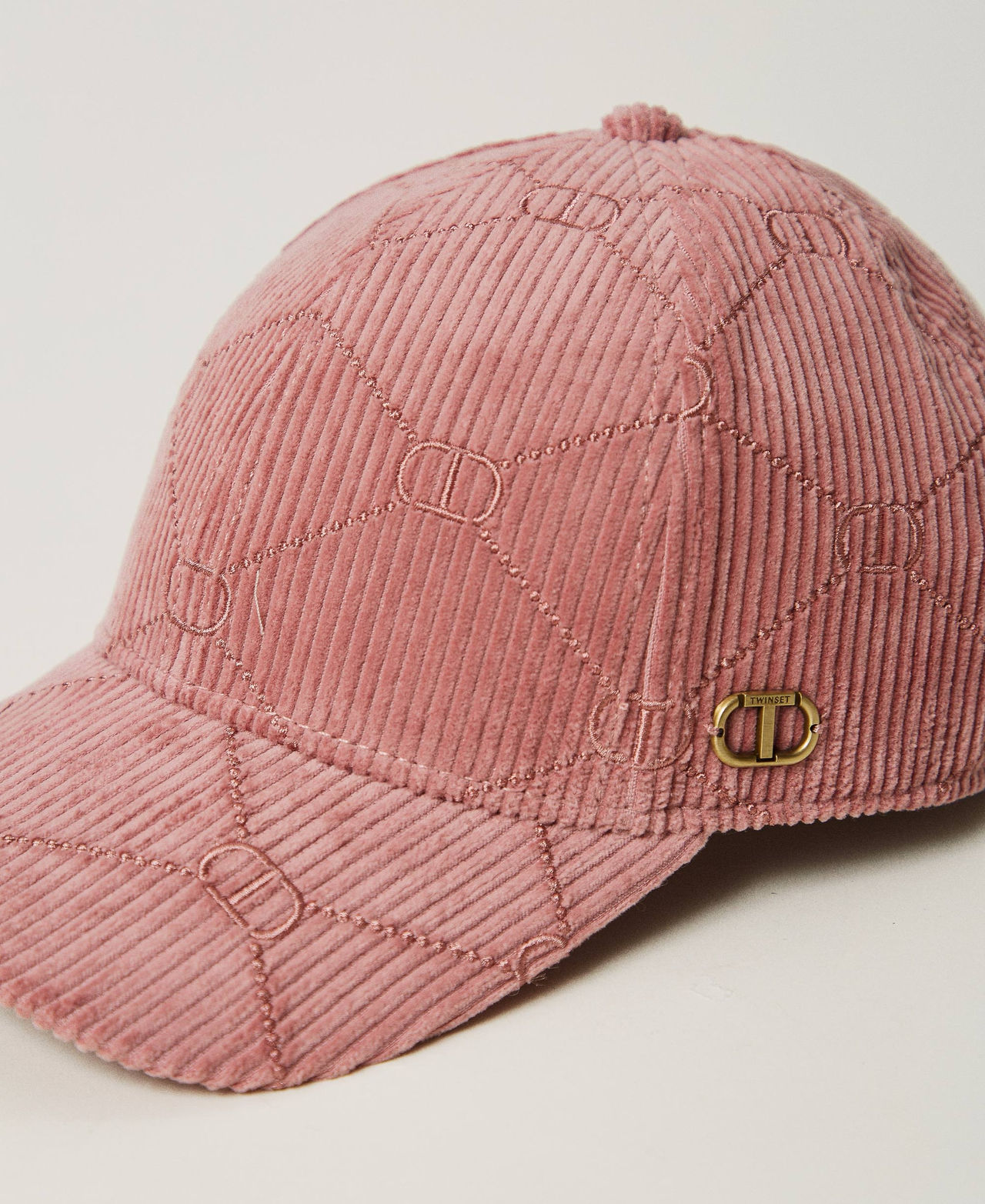 Velvet baseball cap with Oval T Ruby Chocolate Pink Woman 242TO5400_11945_02