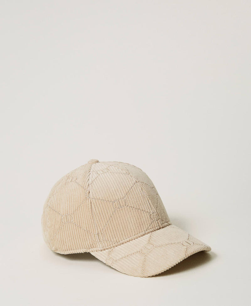 Velvet baseball cap with Oval T White Cream Woman 242TO5400_11952_01