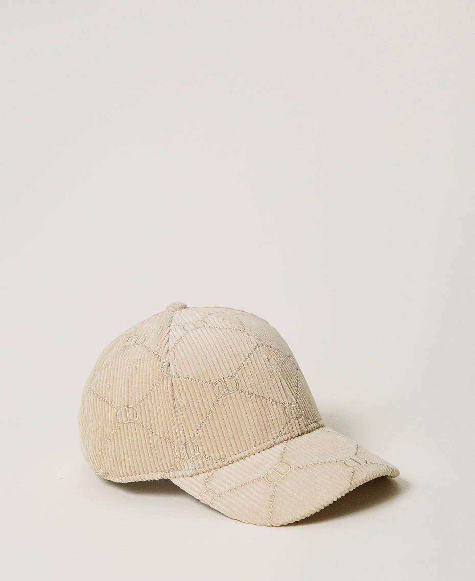 Velvet baseball cap with Oval T White Cream Woman 242TO5400_11952_01