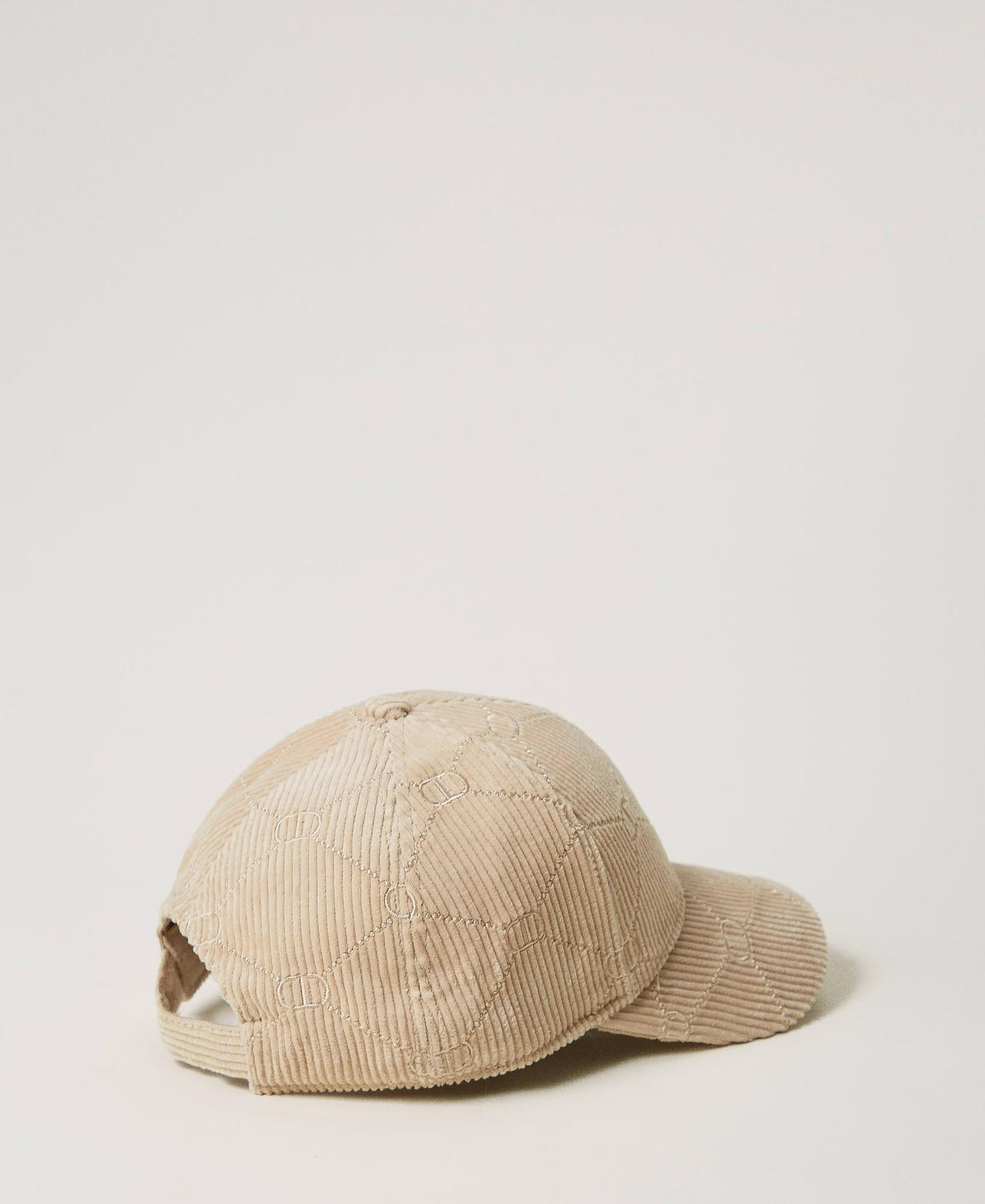 Velvet baseball cap with Oval T White Cream Woman 242TO5400_11952_03