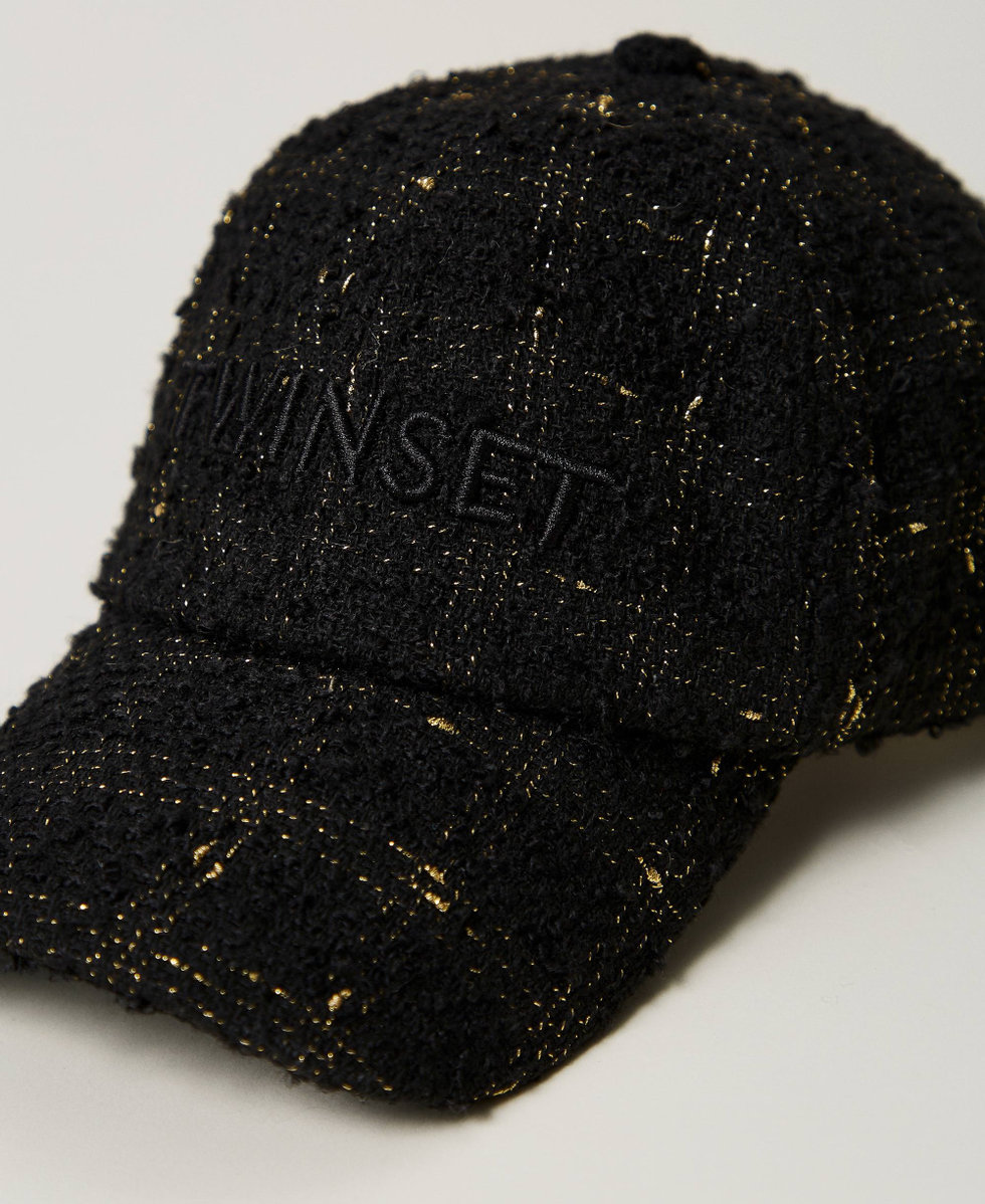 Boucl&eacute; baseball cap with logo Black / Gold Boucl&egrave; Woman 242TO5431_12009_02