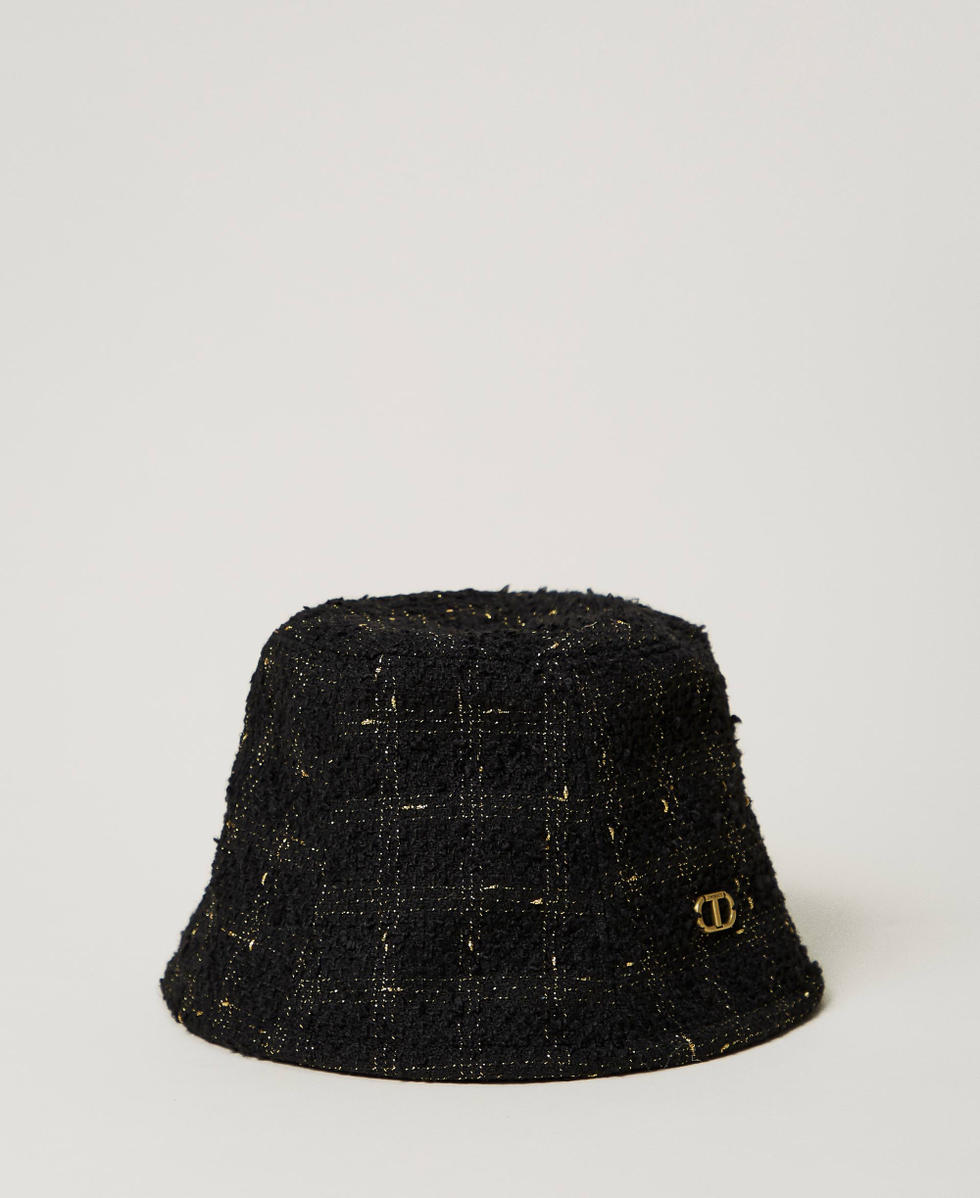 Boucl&eacute; bucket hat with Oval T Black / Gold Boucl&egrave; Woman 242TO5432_12009_01
