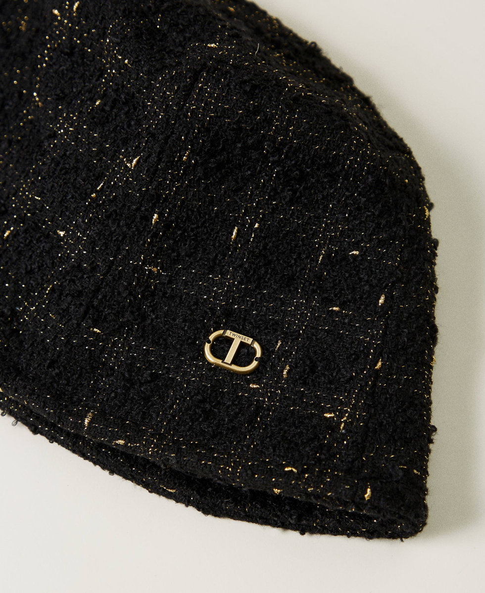Boucl&eacute; bucket hat with Oval T Black / Gold Boucl&egrave; Woman 242TO5432_12009_02