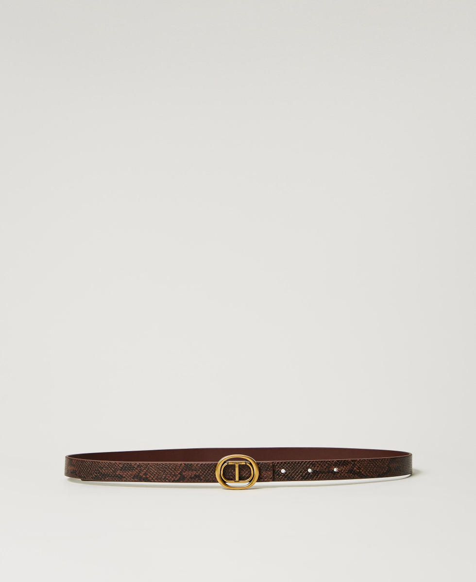 Snake print reversible belt Chocolate Malt / Dark Chocolate Python Print Woman 242TO5600_12015_01