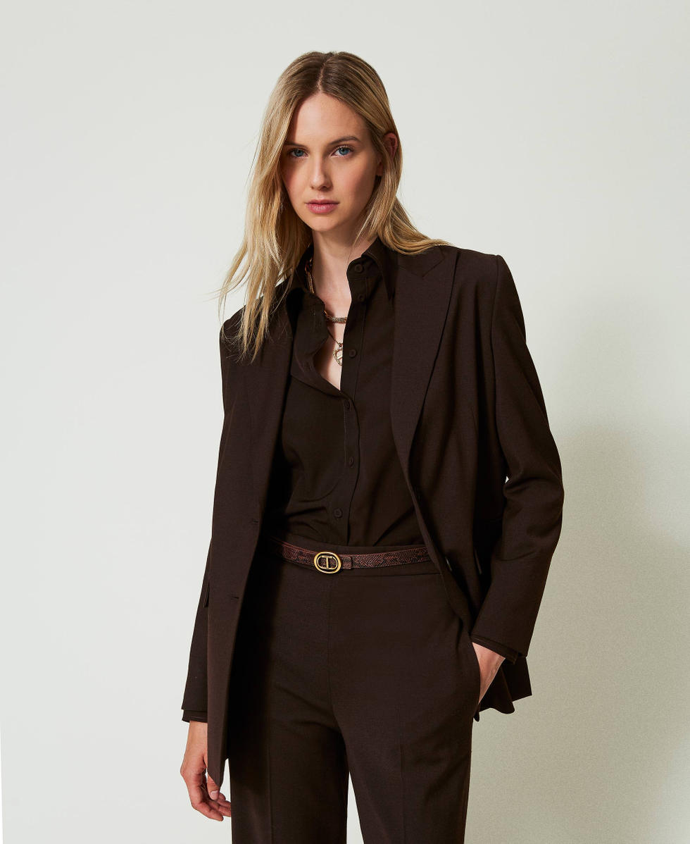 Snake print reversible belt Chocolate Malt / Dark Chocolate Python Print Woman 242TO5600_12015_S0