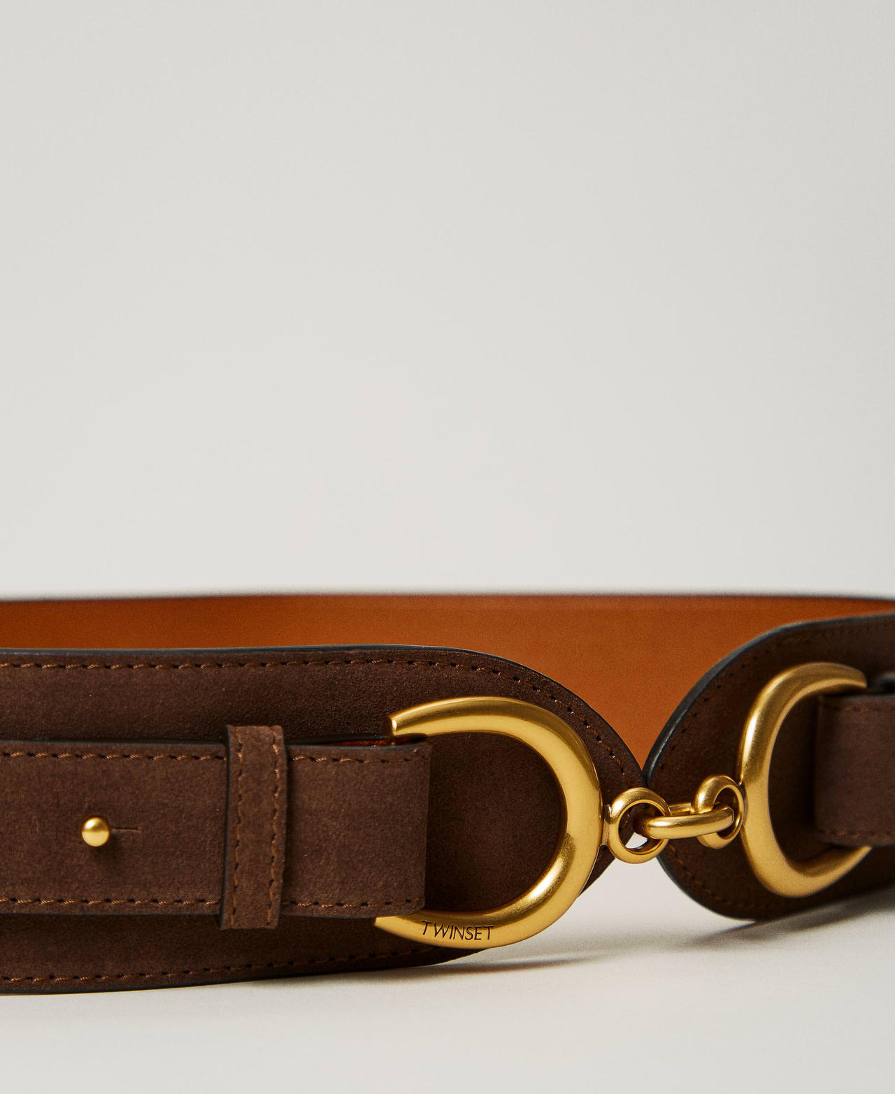 Leather belt with clasp Dark Chocolate Brown Woman 242TO5610_00263_02