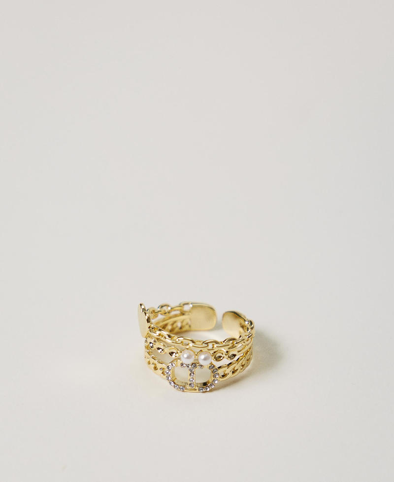 Ring with pearls and Oval T New Gold Woman 242TO5661_10630_01