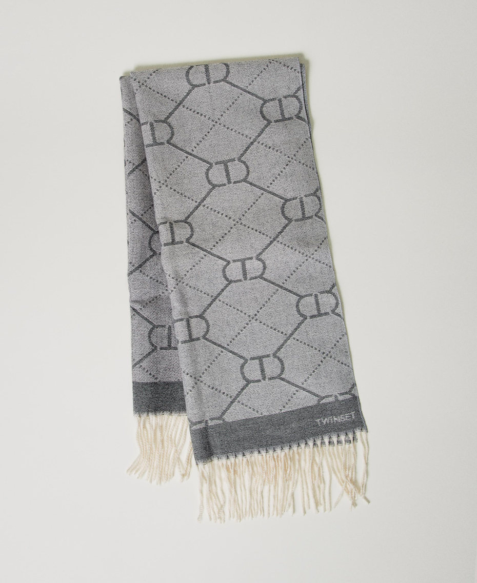 Jacquard stole with Oval T Black Woman 242TO5680_00006_01