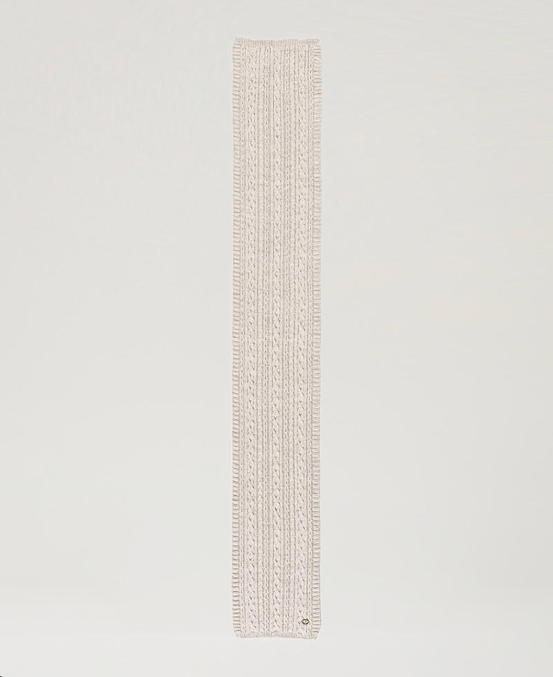 Sciarpa in maglia con lurex a trecce Bianco "White Cream" Donna 242TO5731_11952_05