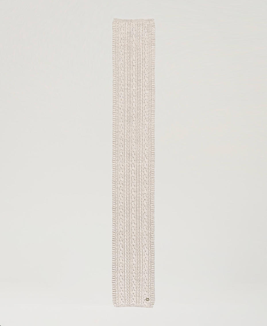Sciarpa in maglia con lurex a trecce Bianco "White Cream" Donna 242TO5731_11952_05