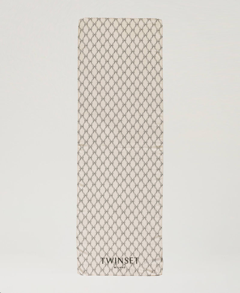 Stola con stampa fiocchi e logo