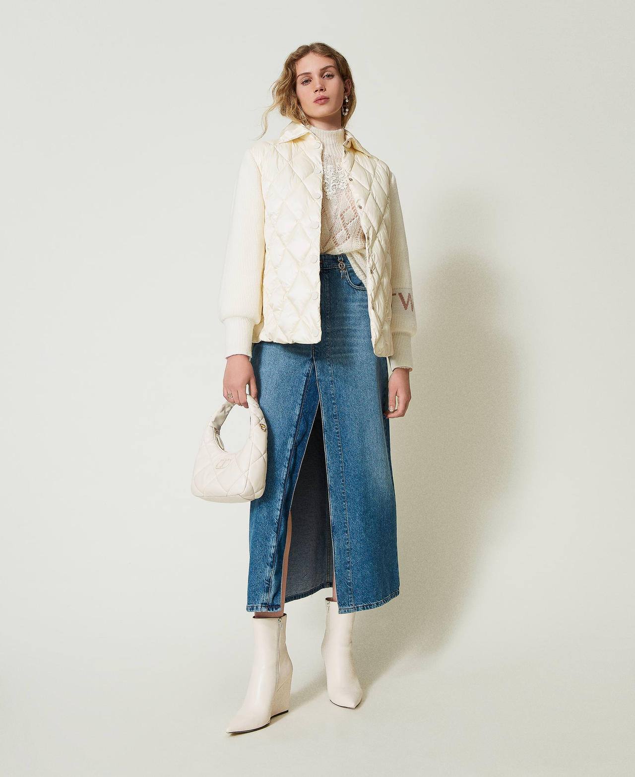 Puffer jacket knit sleeves online
