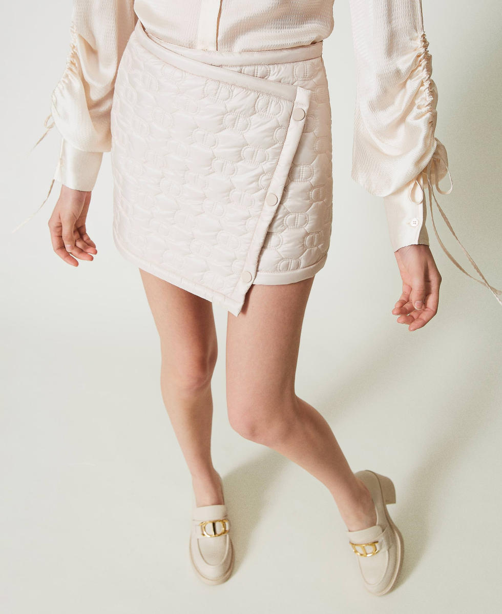 Mini jupe matelassee avec Oval T Femme Blanc TWINSET Milano