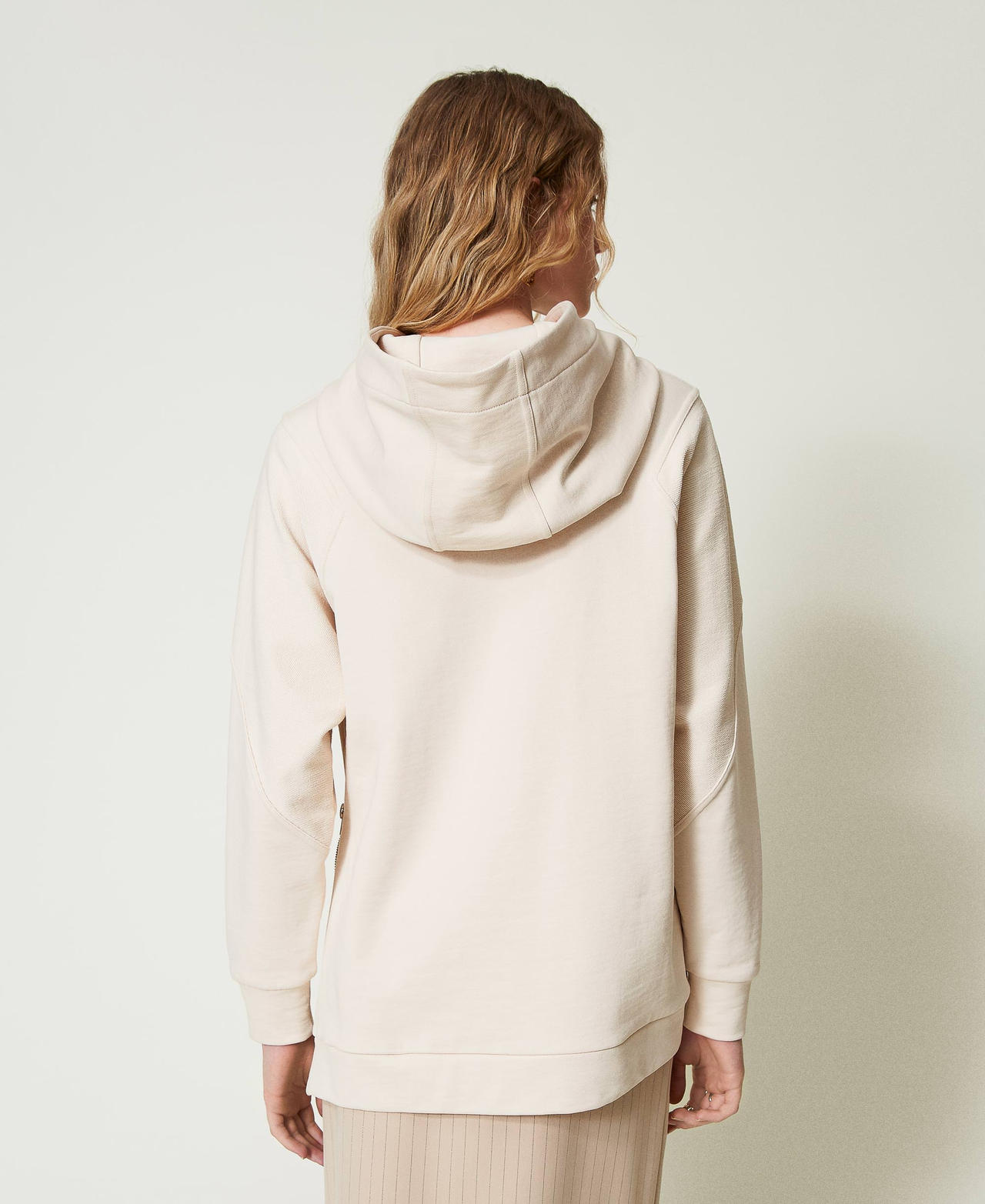 Maxi hoodie with logo Woman White TWINSET Milano
