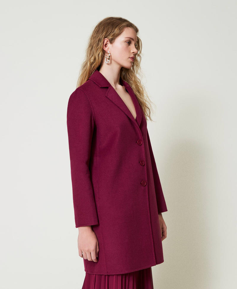 Doubled wool blend cloth coat “Red Plum” Purple Woman 242TP2062_05245_03