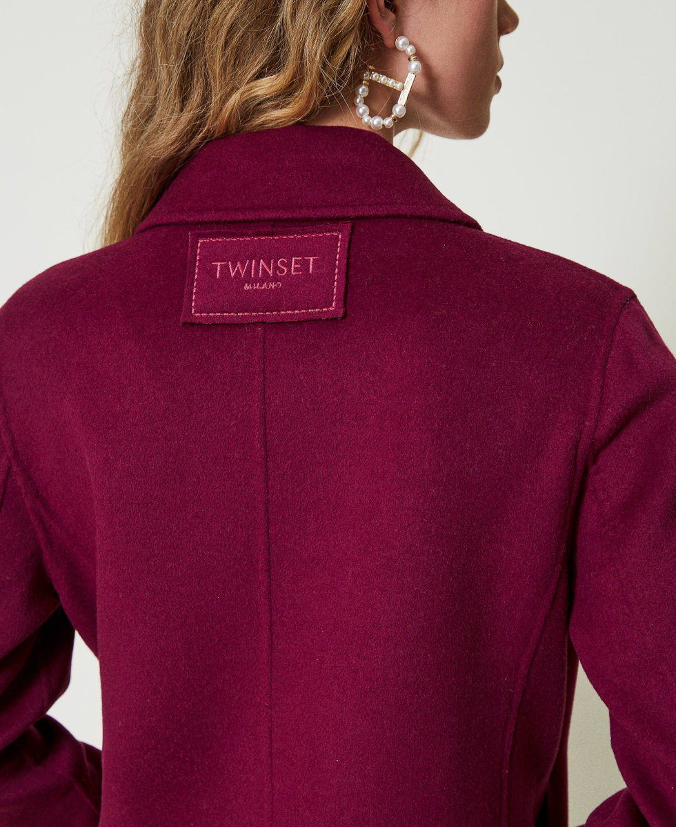 Manteau en drap double de laine m&eacute;lang&eacute;e Violet &laquo;&nbsp;Prune Rouge&nbsp;&raquo; Femme 242TP2062_05245_05